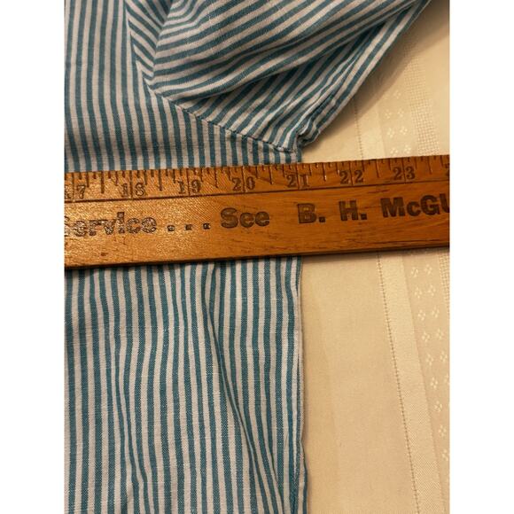 Chico's Pullover Tunic Top Sz 1 M Teal White Stripe Linen Blend Beach Resort - Picture 6 of 10